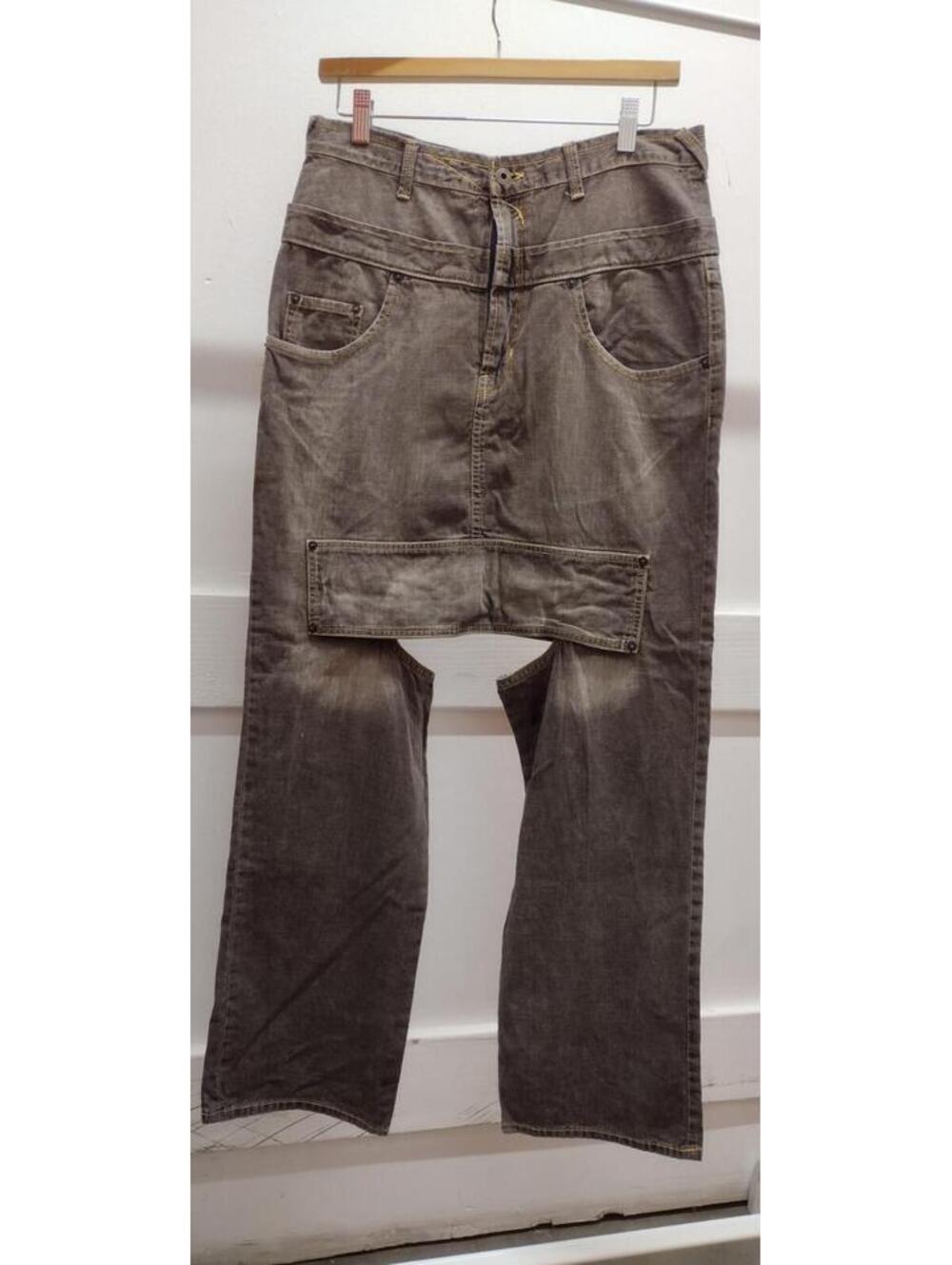 Y2K VON DUTCH Skirt Pant Dark Gray Rare Jeans Couture 27 Kustommade Avant-garde